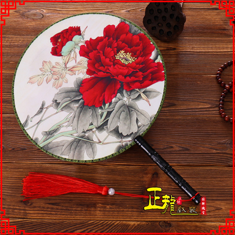 库尔勒古典中国风团扇空白扇跳舞蹈扇 真丝宫扇