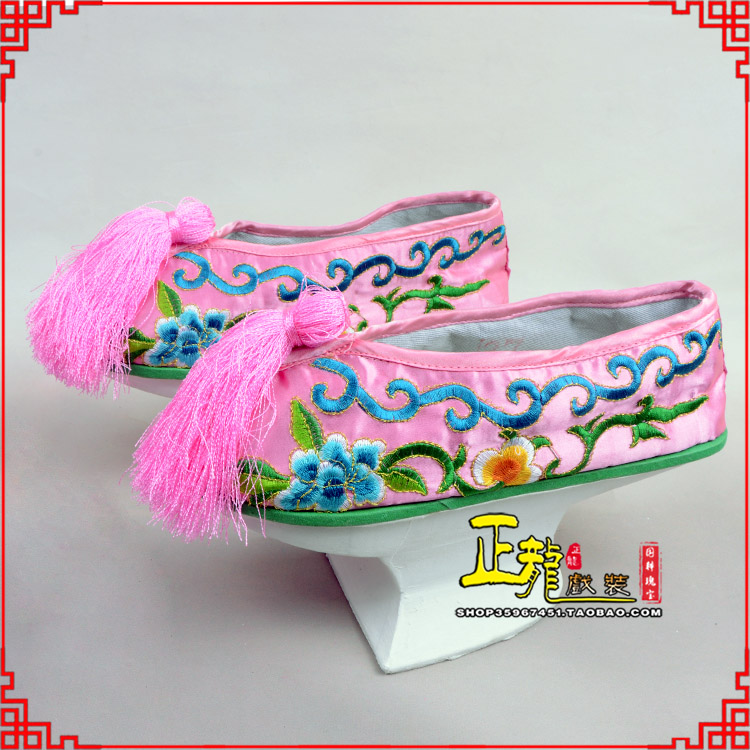 库尔勒京越剧戏鞋花盆底清朝皇后贵妃宫女花盆底 旗鞋